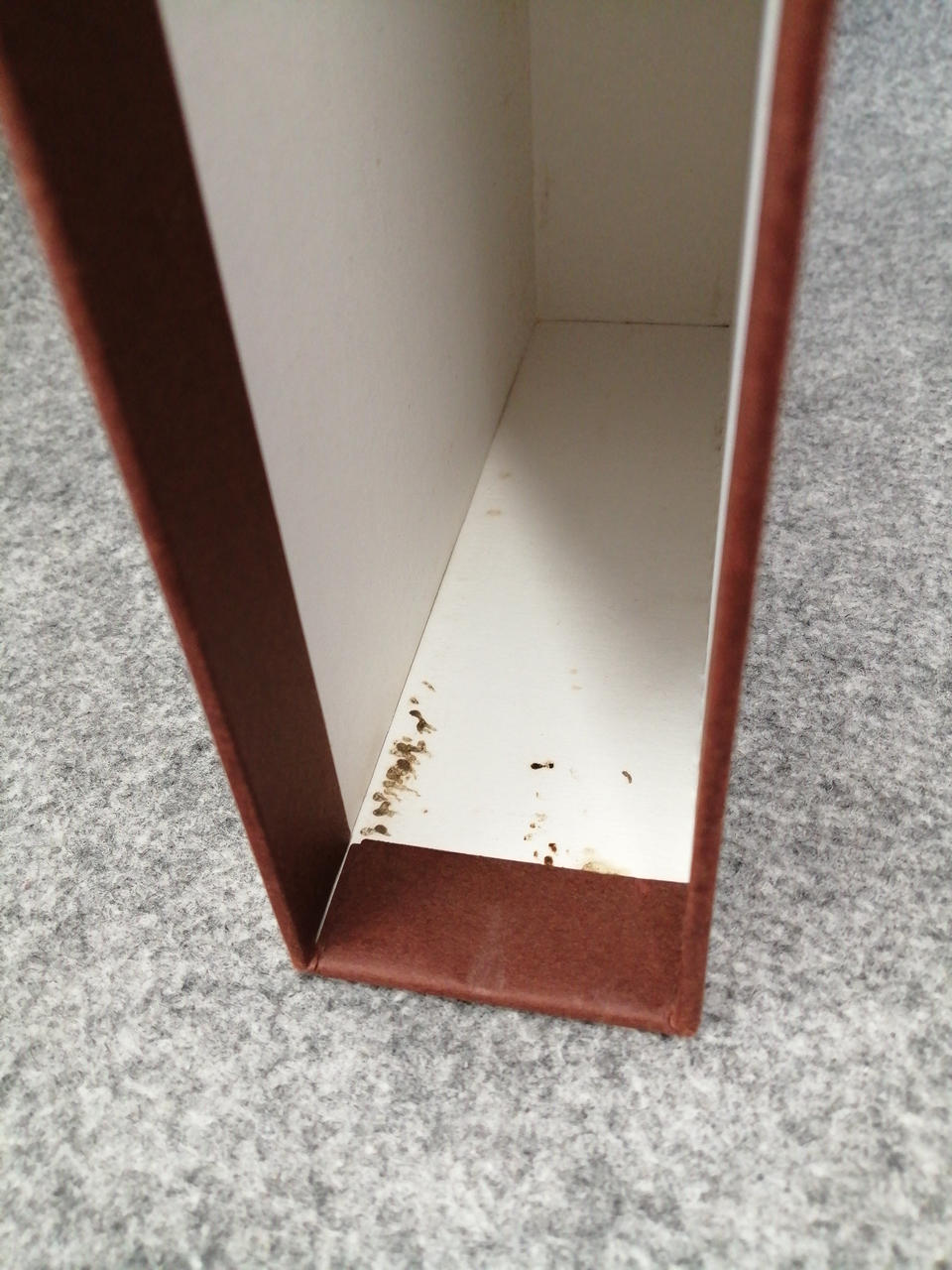 外箱の内側に汚れがあります
