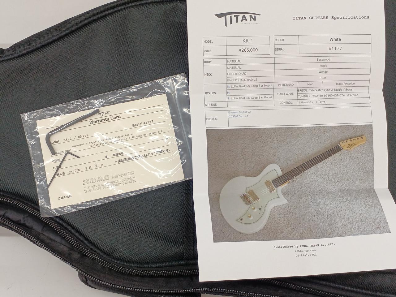TITAN GUITARS KR-1STD USA 　ケース付 Titan Guitars KR-1 Standard Glacier Blue【期間限定Titan