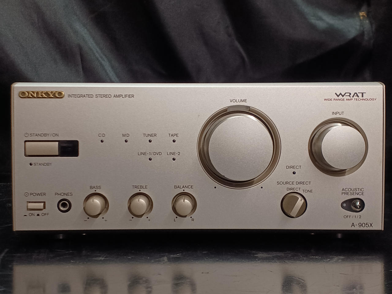 ONKYO EQ205 A-905 FXプリメインアンプ ONKYO A-905FX Pre-Main Integrated Stereo Amplifier Silver Audio VL