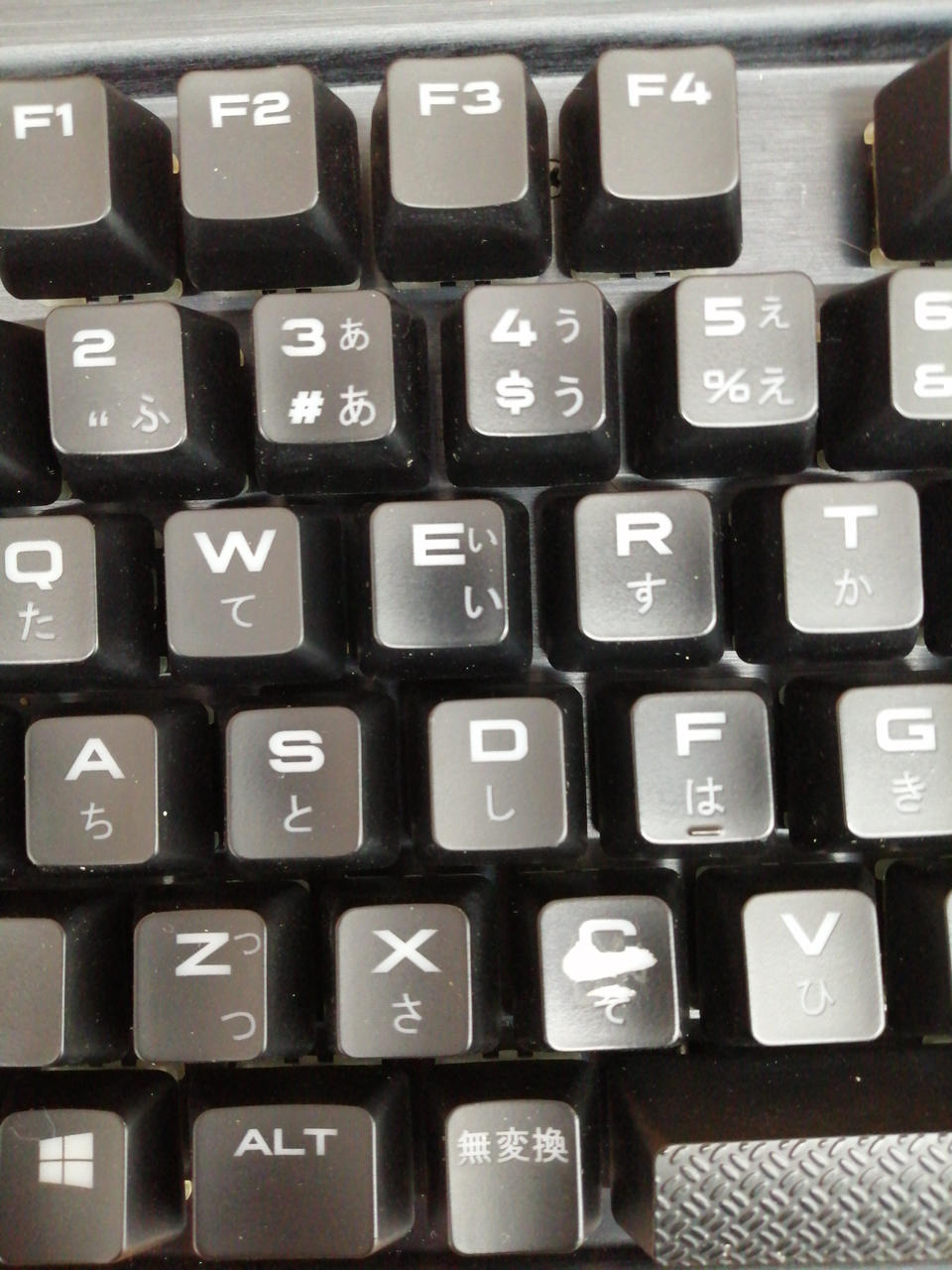 キ―印字摩耗しています