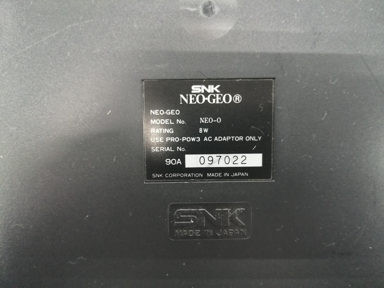 SNK 型番：NEO-O ネオジオ