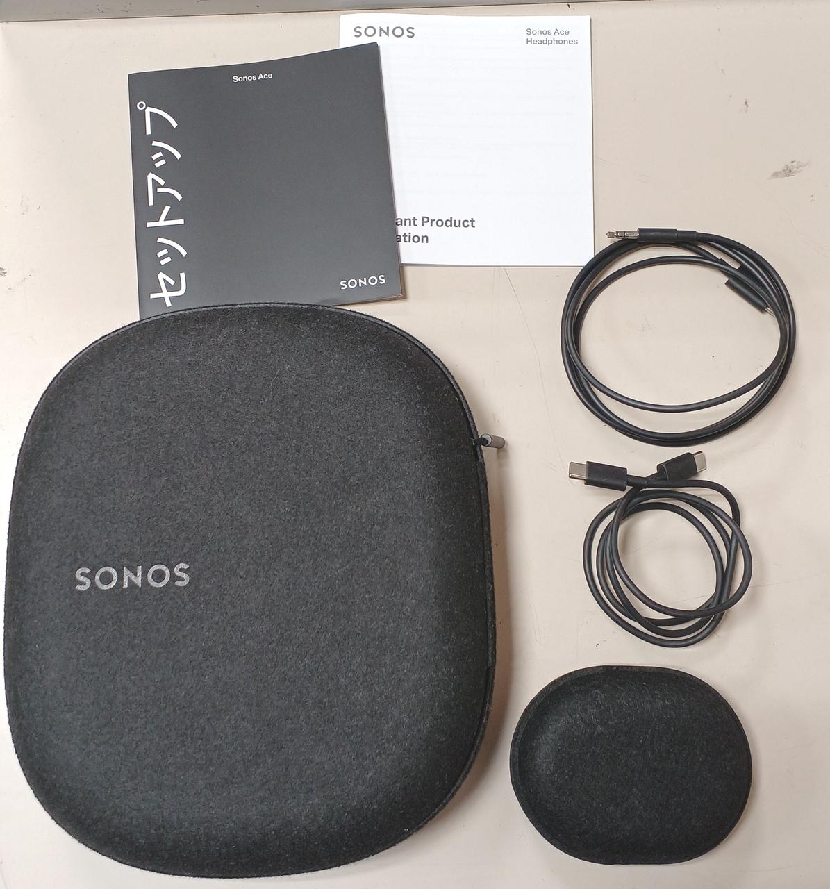 H*I様 美品 SONOS ACE ワイヤレスヘッドホン ブラック Sonos Ace Active Noise Cancelling Bluetooth Headphones