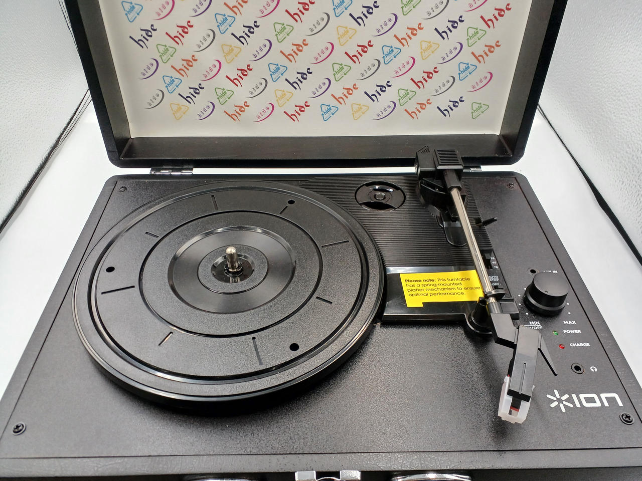 ION×hide 特製ポータブル・レコードプレーヤー hide ION ポータブルレコードプレーヤー イエローハート 完全