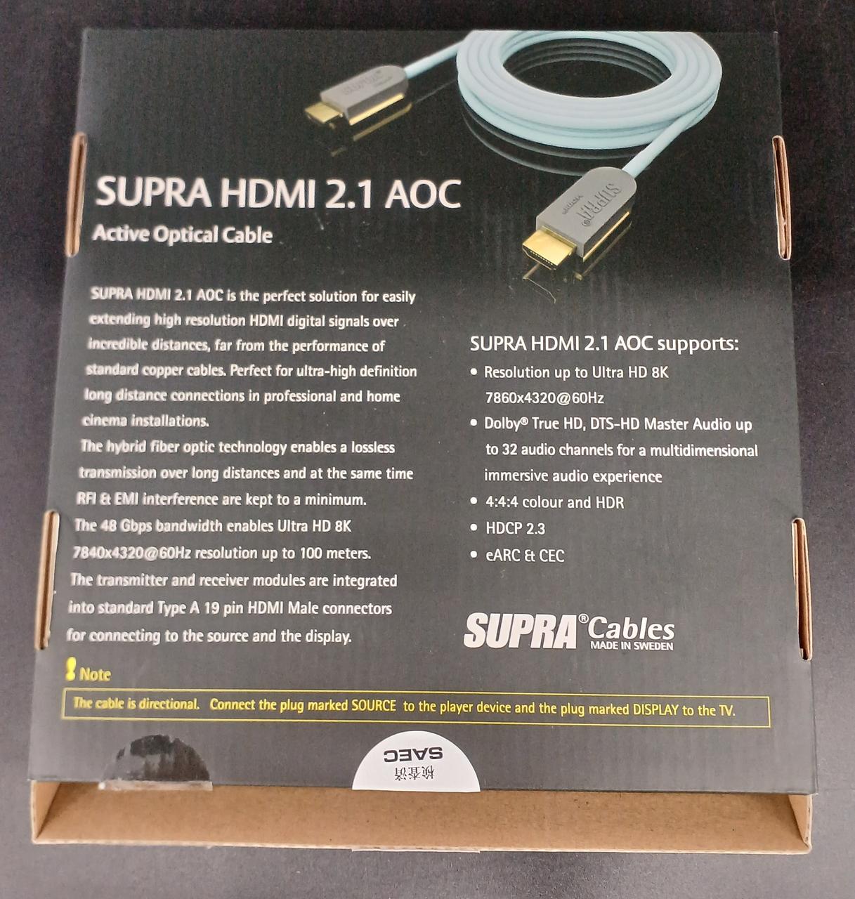 映像用ケーブル SUPRA HDMI2.0AOC サエクコマース -SAEC-