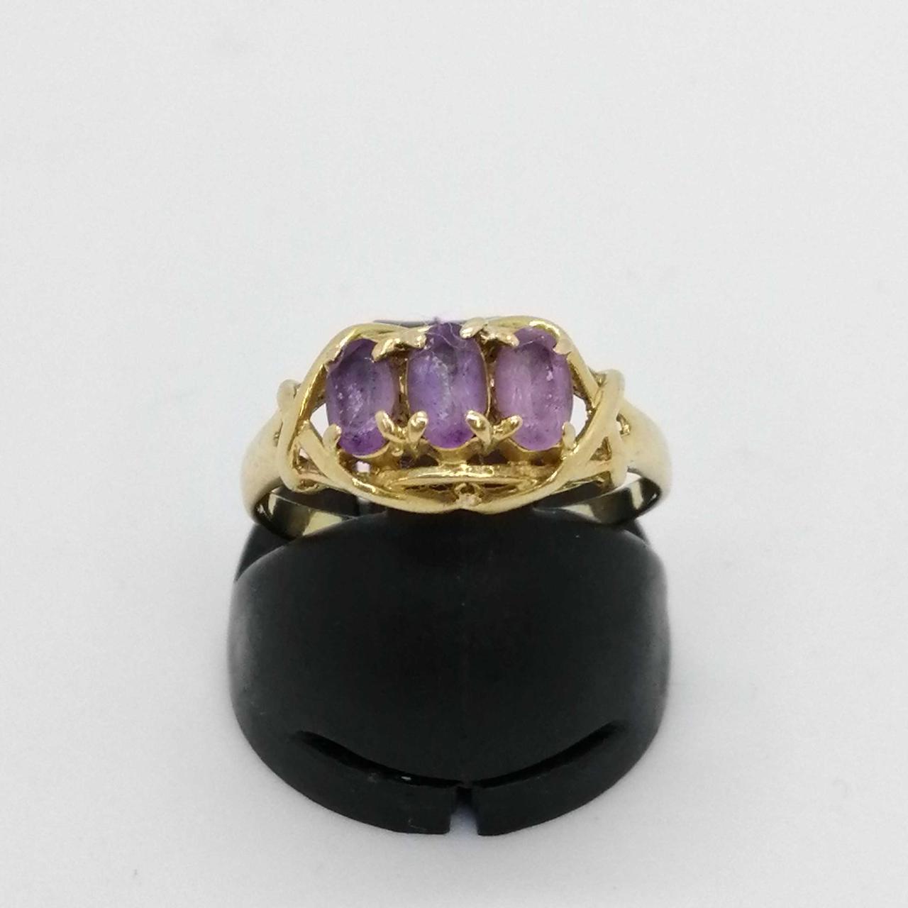 K１８紫色の石リング k18 紫石付きリング