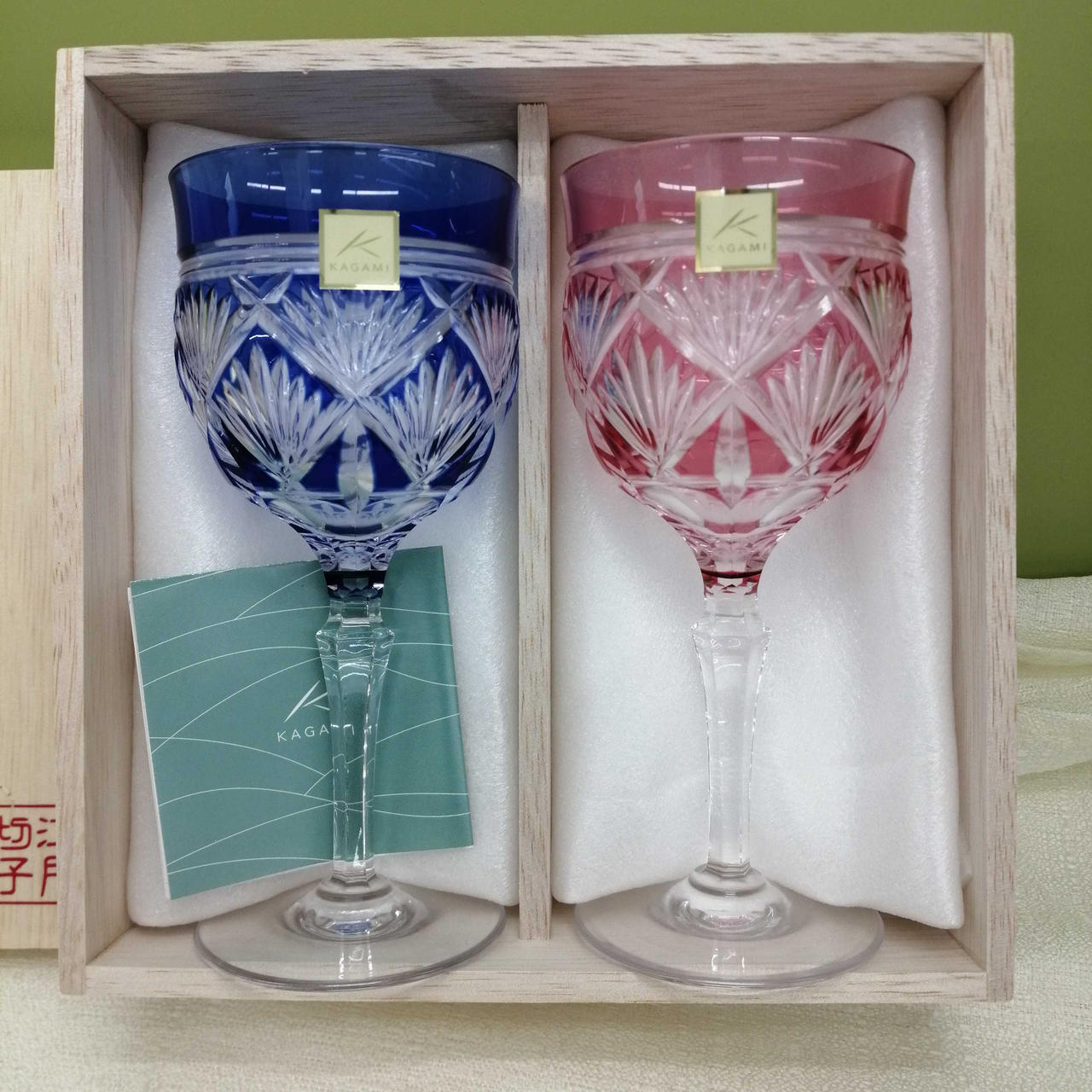 KAGAMI カガミクリスタル 未使用品 江戸切子 ワイングラス 5色セット カガミ(KAGAMI)|江戸切子ペアワイングラス|HARDOFFオフモール