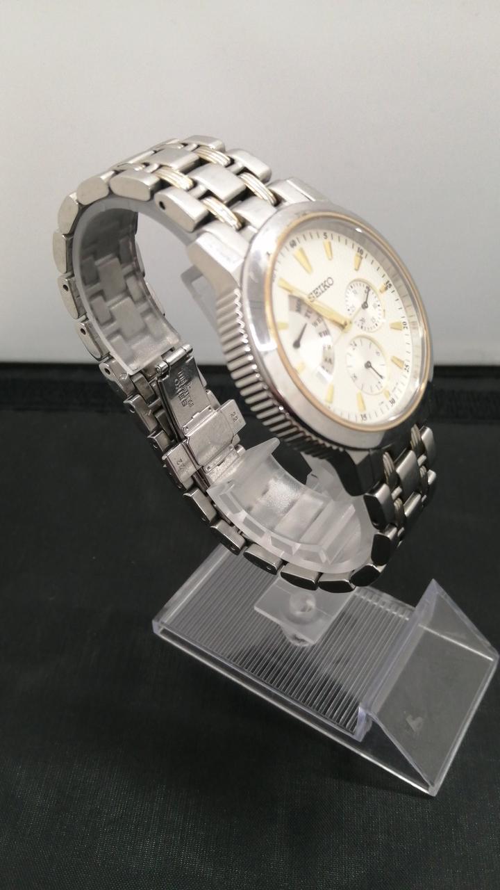 美品 SEIKO クォーツ腕時計 A2841 SEIKO◇クォーツ腕時計/アナログ/ステンレス/NVY/SLV/7N43-9080