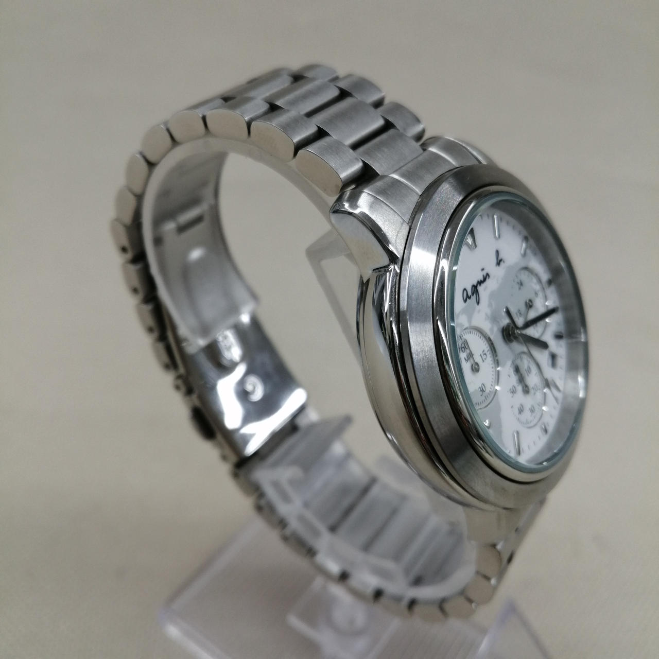 お値下げ　極美品　稼働品♠️agnes b.アニエスベー ツノクロノグラフ ワールドクロノグラフ⭐️agnes b.】 アニエスベー V33J-0010