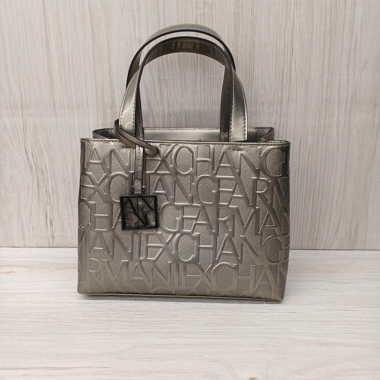 アルマーニエクスチェンジ　オールオーバーエンボスロゴ　2way ハンドバッグ　黒 ARMANI EXCHANGE（アルマーニエクスチェンジ）の「【A|X