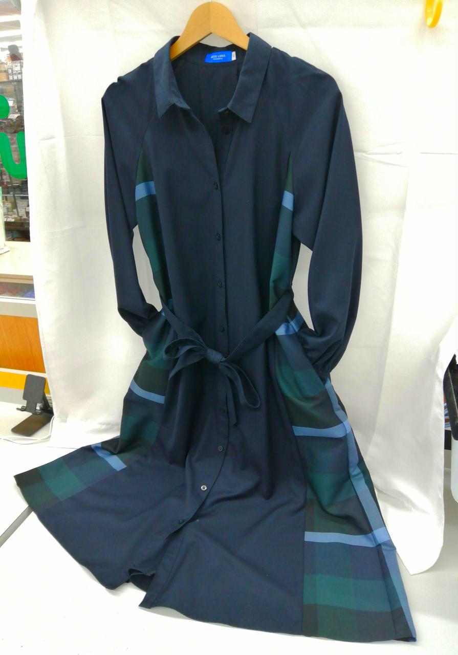 BLUE LABEL CRESTBIREDGE シャツドレス 38 タグ付き新品 BLUE LABEL CRESTBRIDGE|ツイルシャツドレス ネイビー 38