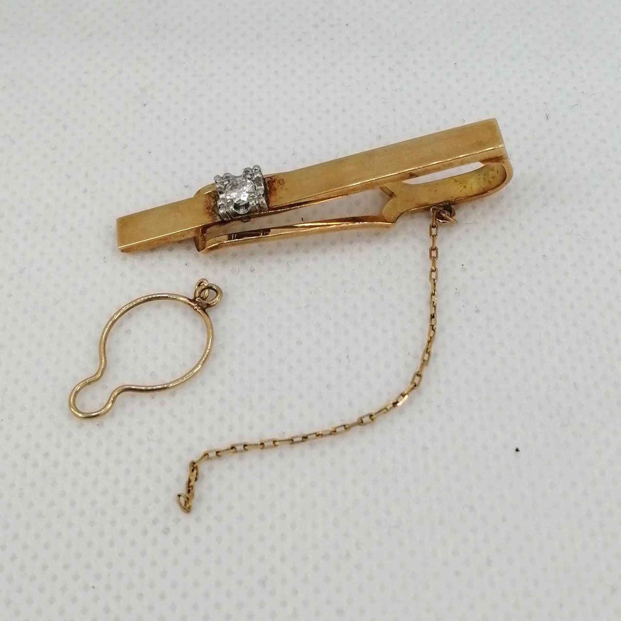 K18 ネクタイピン チェーン付き3.9g