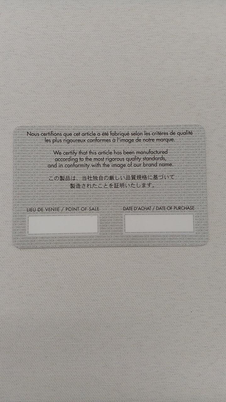 付属品:ギャランティ(裏面)