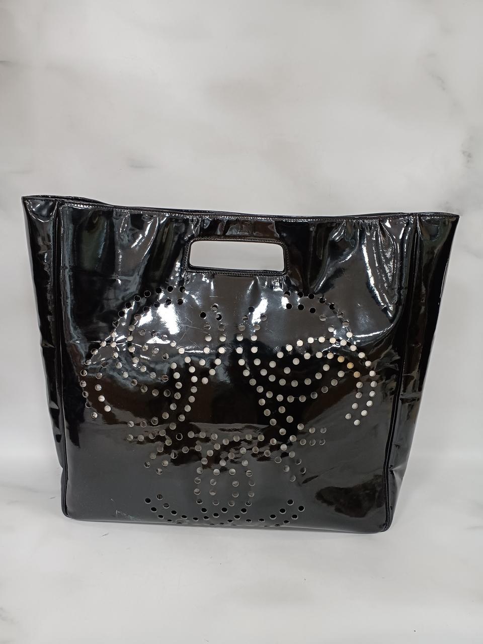 CHANEL 黒 エナメル パーティーバッグ シャネル(CHANEL)|パンチングエナメルバッグ|【ハードオフ公式通販