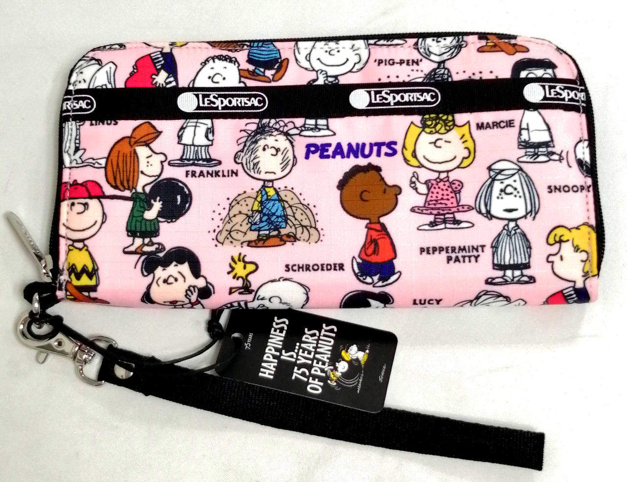 ■LeSportsac■×PEANUTS TECH WALLET WRISTLET ピンク Tech Wallet Wristlet - Pink Geo Dot print – LeSportsac