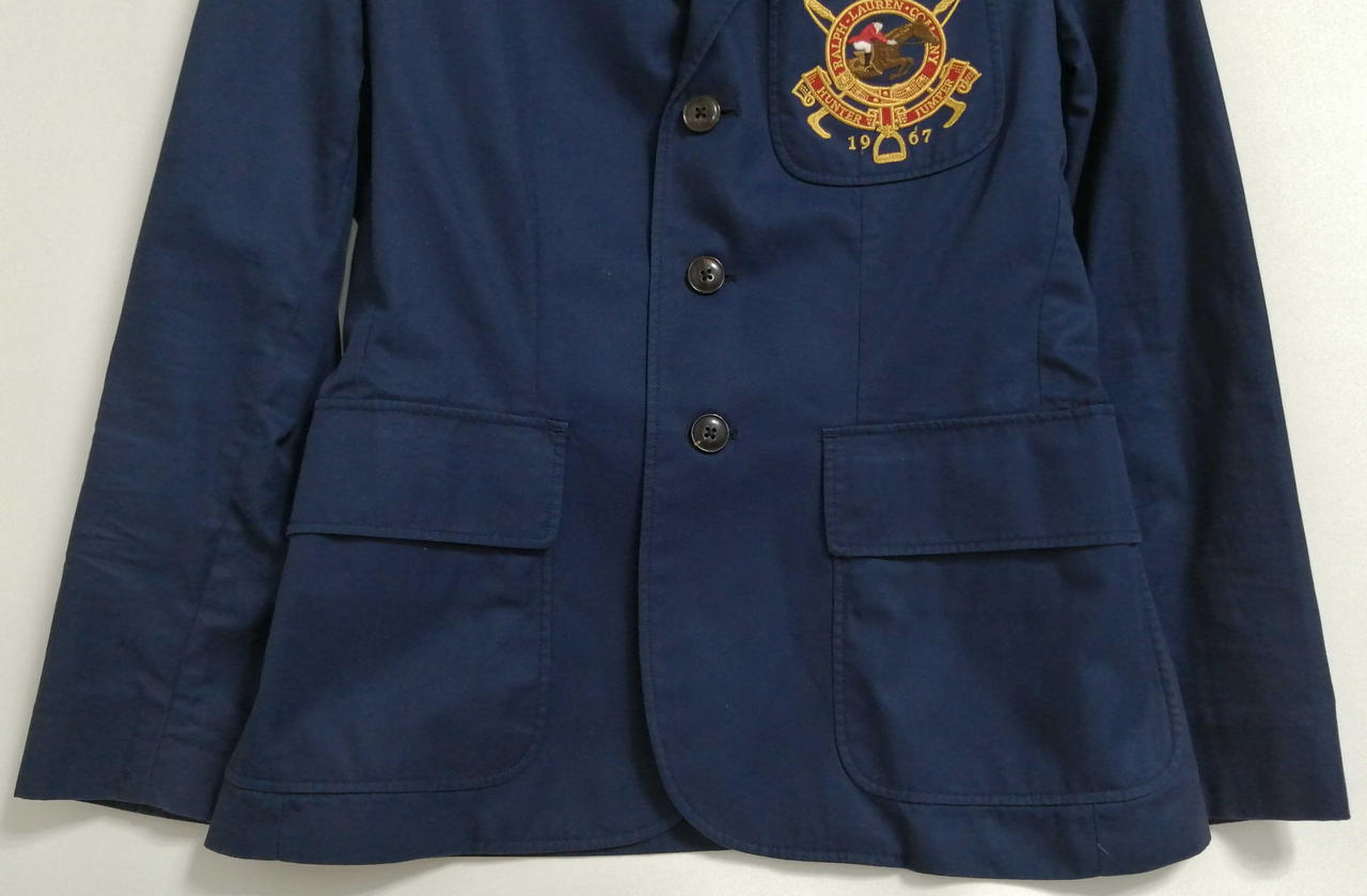 RALPH LAUREN エンブレム ブレザー テーラードジャケット 160 良品 RALPH LAUREN ラルフローレン エンブレム刺繍 シングル