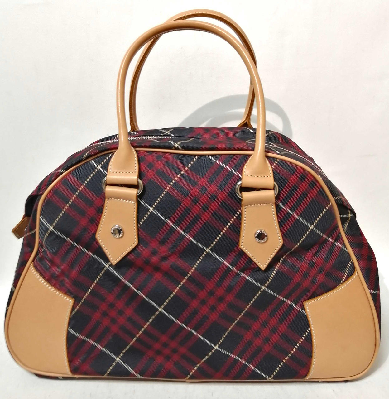 バーバリーブルーレーベル ドット柄キャンバスミニボストンバッグ レア