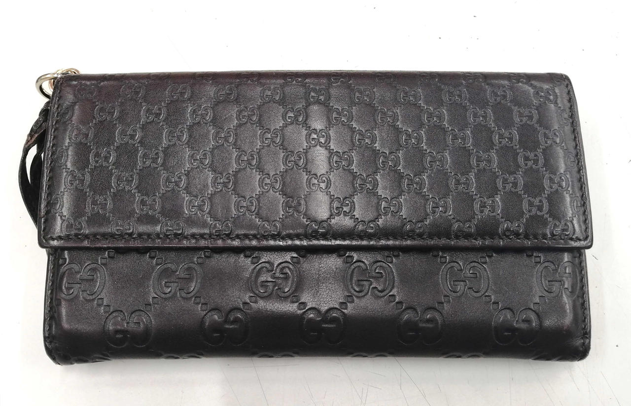 GUCCI 型番:BRN 323396 4276 擦れあり シマコンチネンタルレザーウォレット