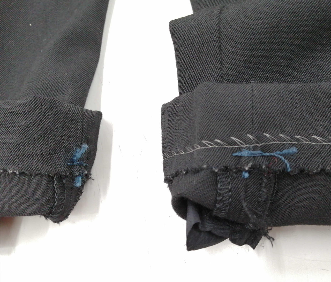 裾上げ裾両サイドに縫い付けがあります。