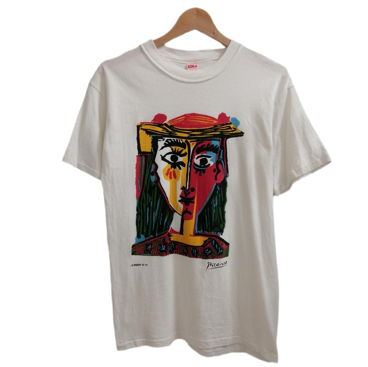 ユーロ古着 90s Picassoピカソ アートTシャツ 古着 90s USA製 Pablo Picasso 「Don Quixote」 ピカソ 単色