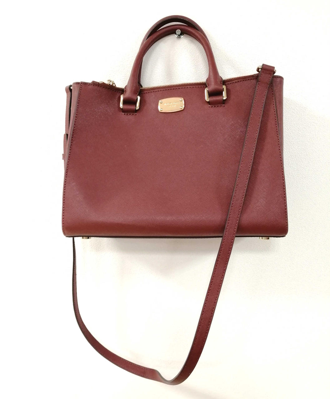 『月末限定値下げ』MICHAELKORS 2wayバッグ ワインレッド ブラウン Michael Kors マイケルコース 型押し 2WAY トートバッグ レザー