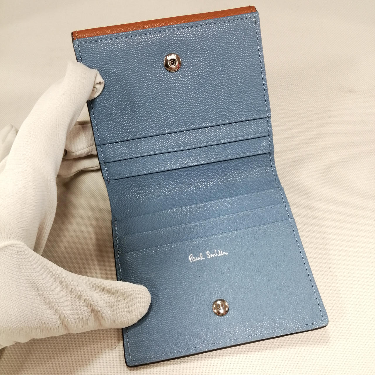 【未使用保管品】ポールスミス カラーブロック 二つ折り財布 バイカラー レザー 未使用保管品】ポールスミス カラーブロック 二つ折り財布 バイ