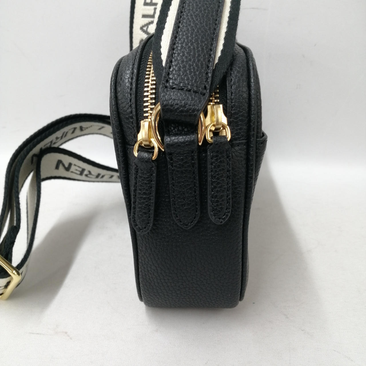 新品未使用展示品　LAUREN 黒 レザー ショルダーバッグ LAUREN RALPH LAUREN|ロゴレザーショルダーバッグ|HARDOFFオフ