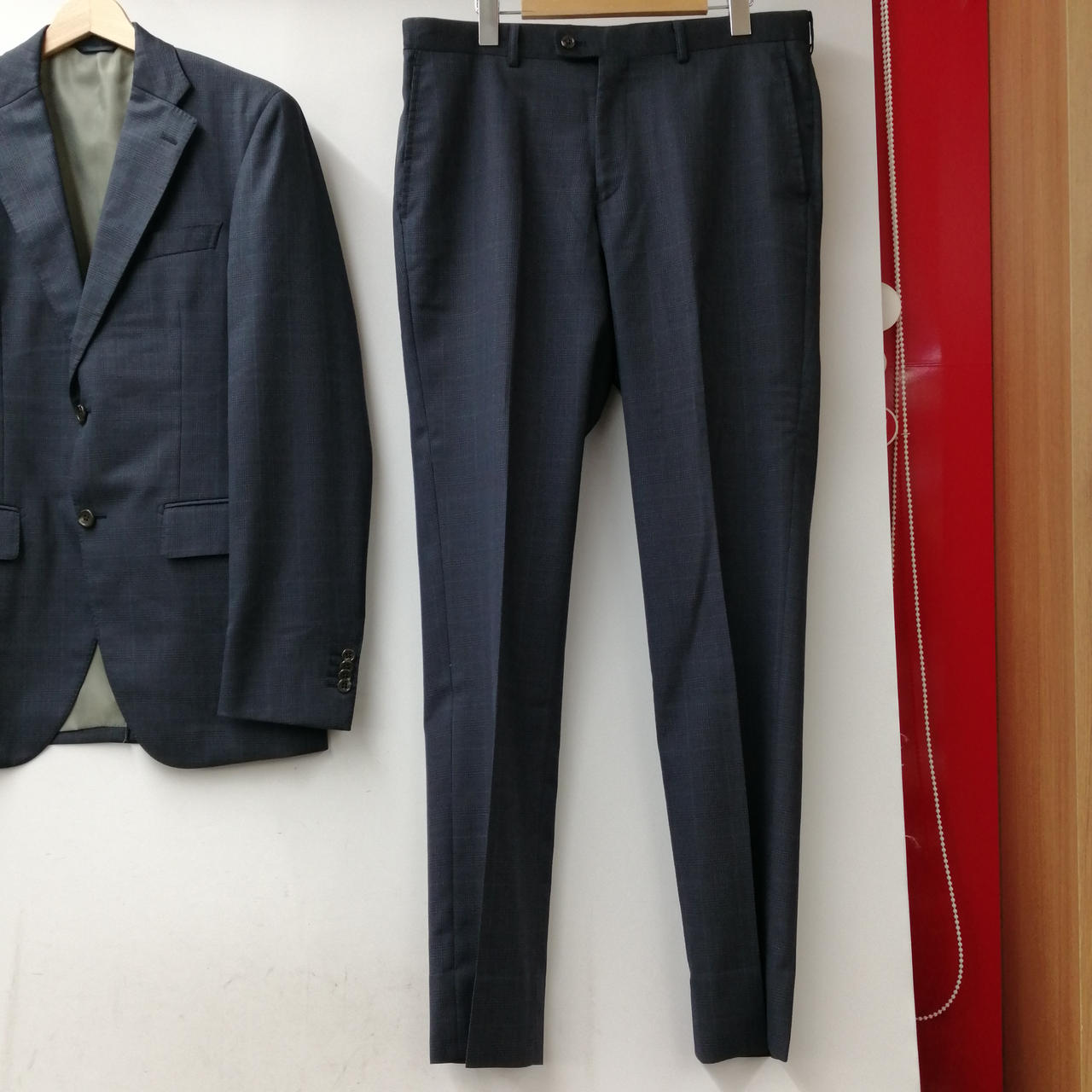 未使用級✨️アザブテーラー　セットアップスーツ44　チェック柄2Bアンコン紺 AZABU TAILOR|チェック柄セットアップスーツ|HARDOFFオフモール