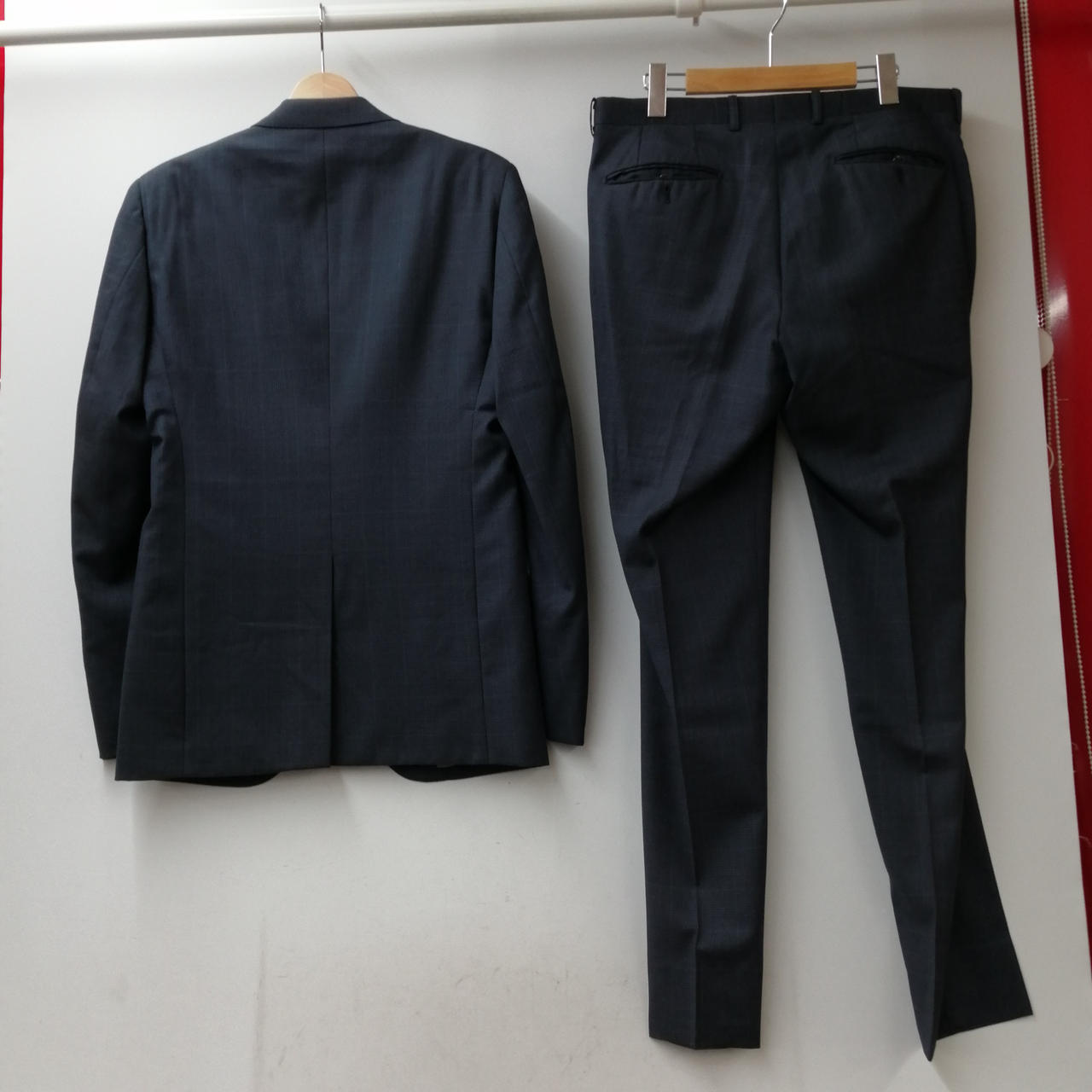 未使用級✨️アザブテーラー　セットアップスーツ44　チェック柄2Bアンコン紺 AZABU TAILOR|チェック柄セットアップスーツ|HARDOFFオフモール
