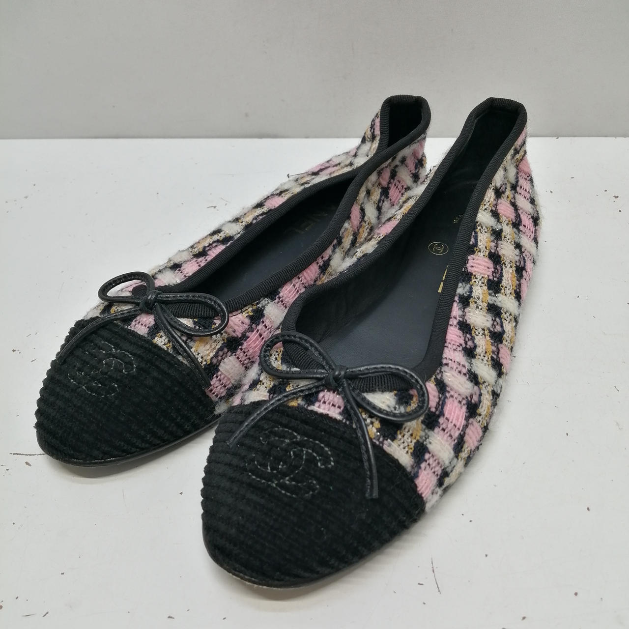 CHANEL バレエシューズ ブラックツイード シャネル(CHANEL)|ツイードバレエシューズ|HARDOFFオフモール