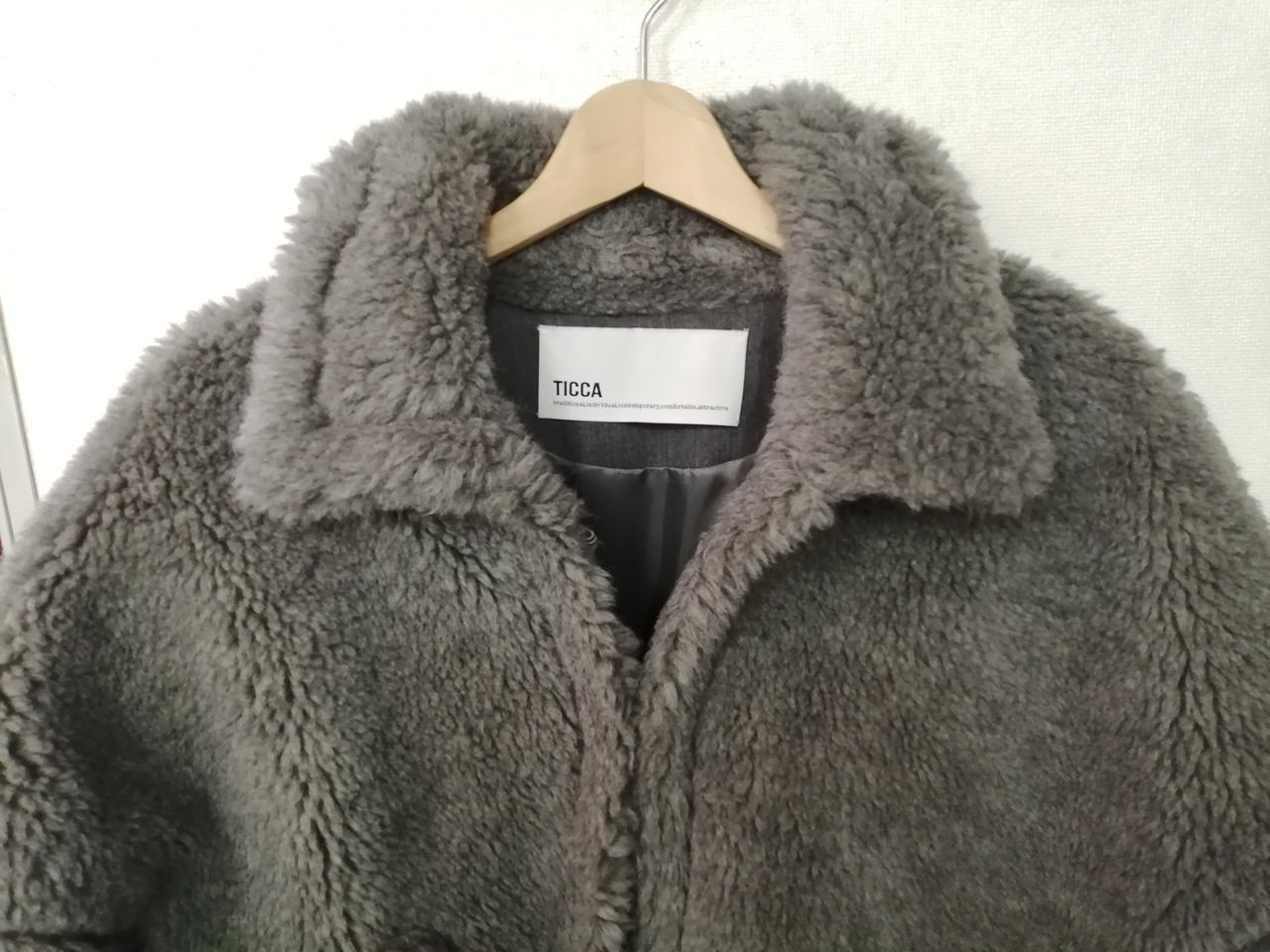 TICCA ウールファーポンチョ グレー TICCA:ウール ファー ロング