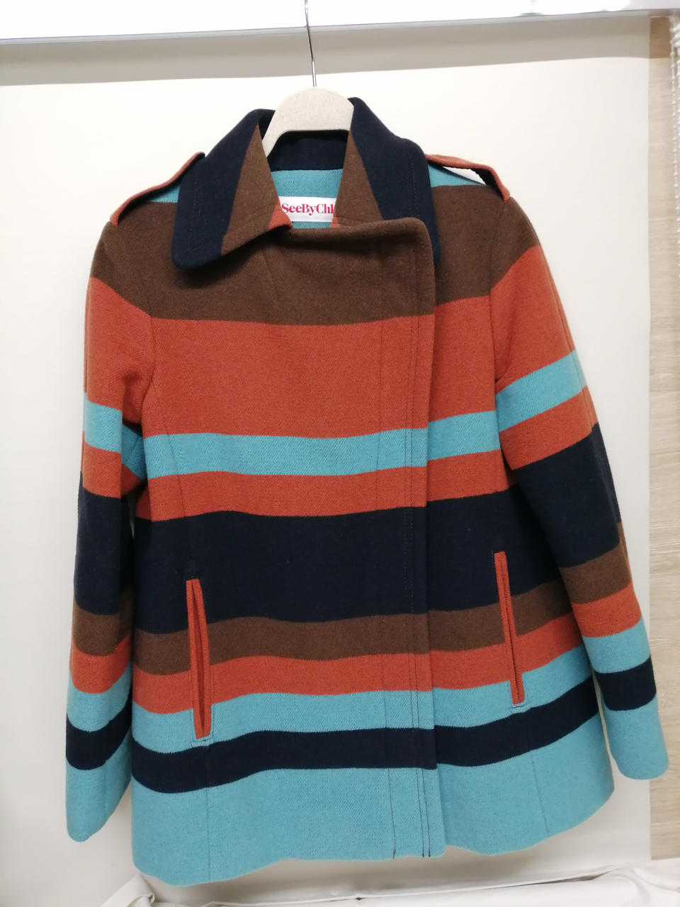 Chloe（クロエ）襟なしストライプウールジャケット未使用 Chloe（クロエ）襟なしストライプウールジャケット未使用