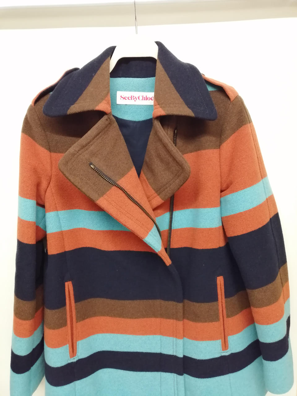 シーバイクロエ(SEE BY CHLOE)|ボーダーウールジャケット