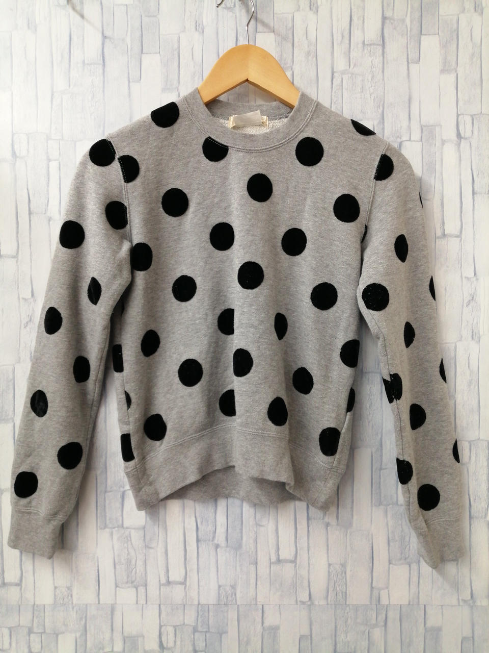 コムデギャルソンCOMME des GARCONS コットンドットフロッキースウェット グレー黒S 【レディース】 コムデギャルソンCOMME des GARCONS コットンドットフロッキー