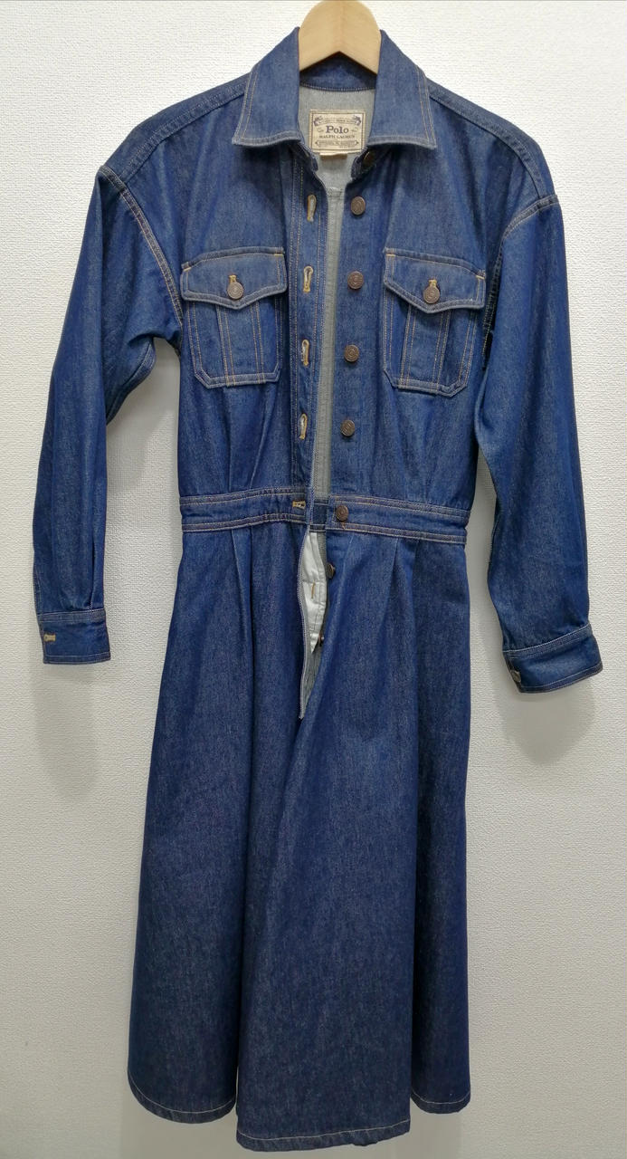 Ralph Lauren デニムマキシワンピース　ブルージーンM Ralph Lauren デニムマキシワンピース ブルージーンM - メルカリ