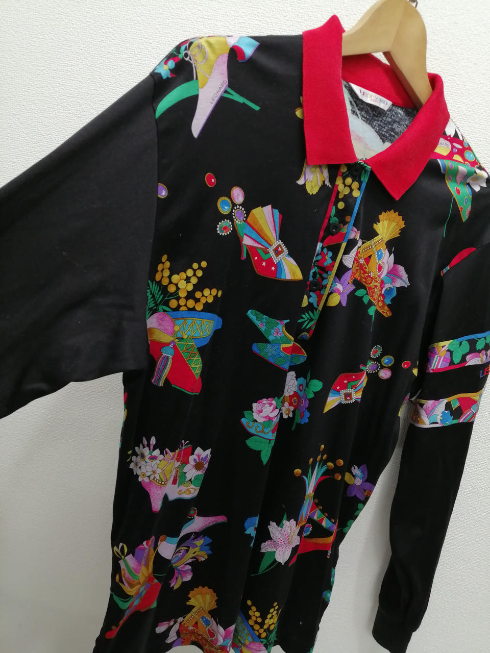 良品希少　LEONARD スポーツ　長袖　ポロシャツ　サイズ44　総柄　ピンク LEONARD SPORT|長袖ポロシャツ|HARDOFFオフモール（オフモ