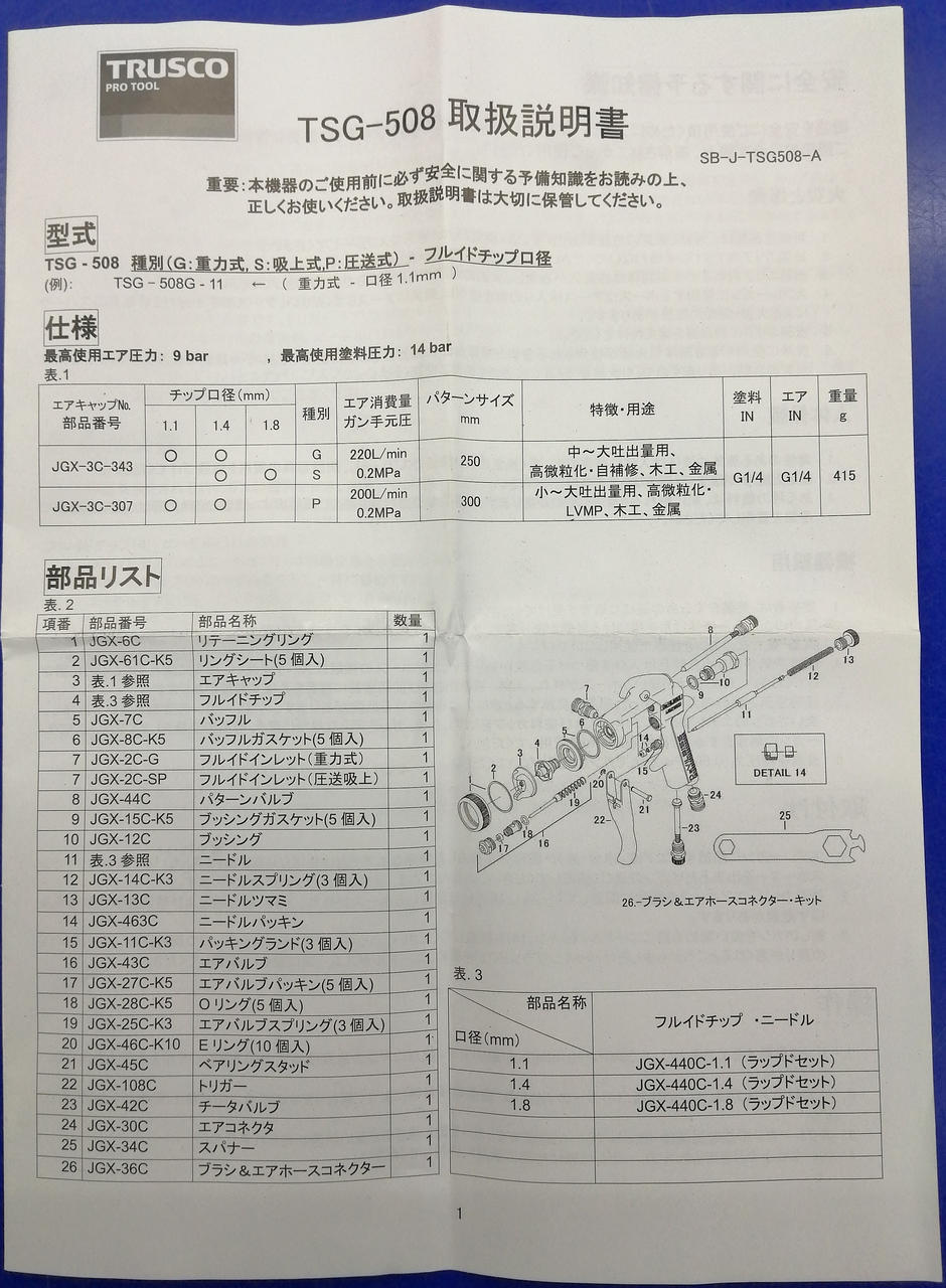 取扱説明書付属