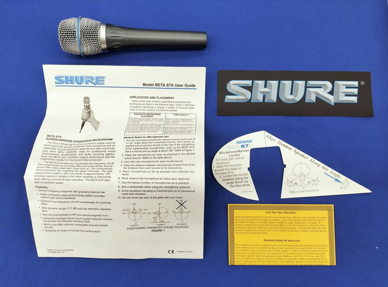 野口様　SHURE BETA 87A ダイナミックマイク SHURE Beta 87A コンデンサーマイク ボーカルにオススメ シュア