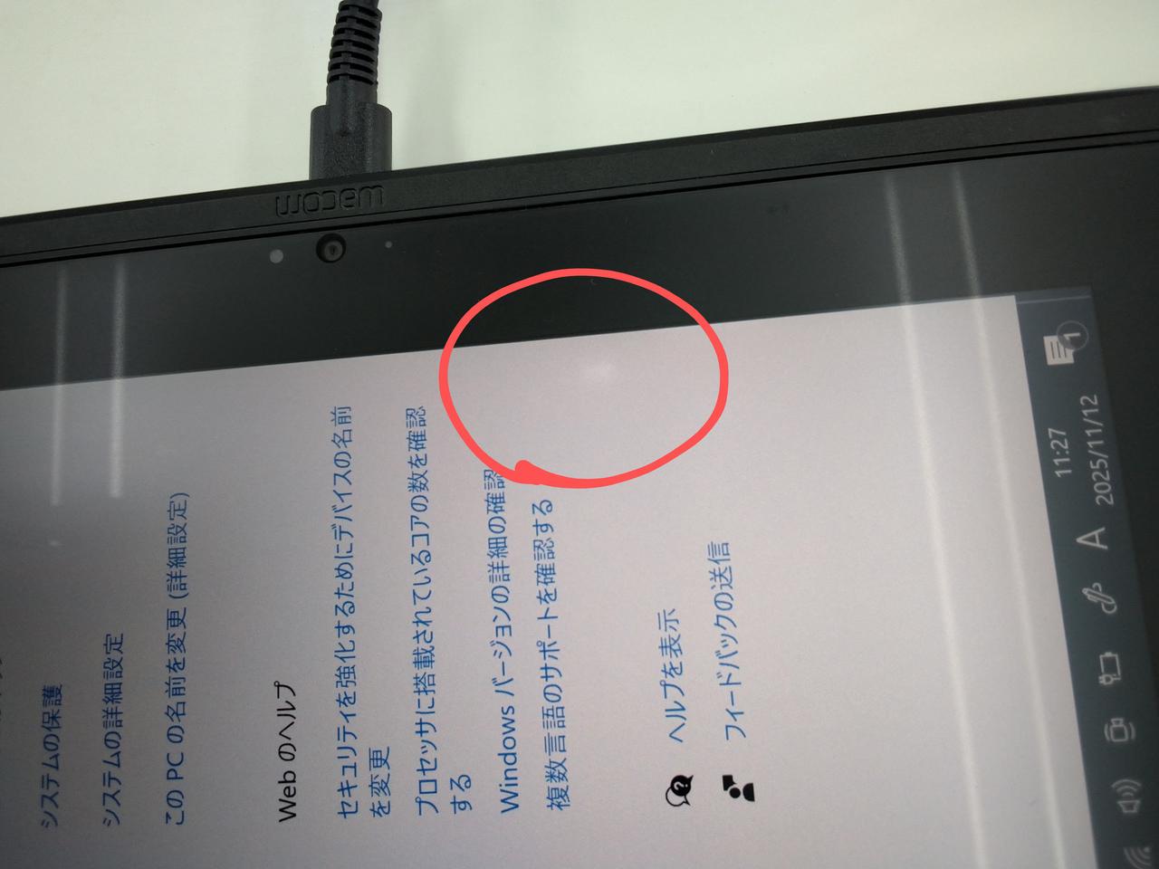 丸枠内に小さなホワイトスポット有