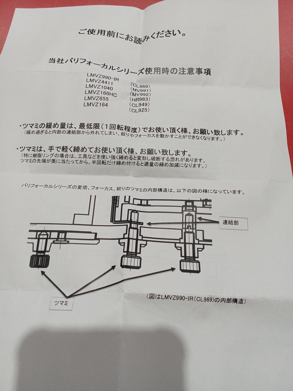 付属する印刷物です。裏面は英文です。