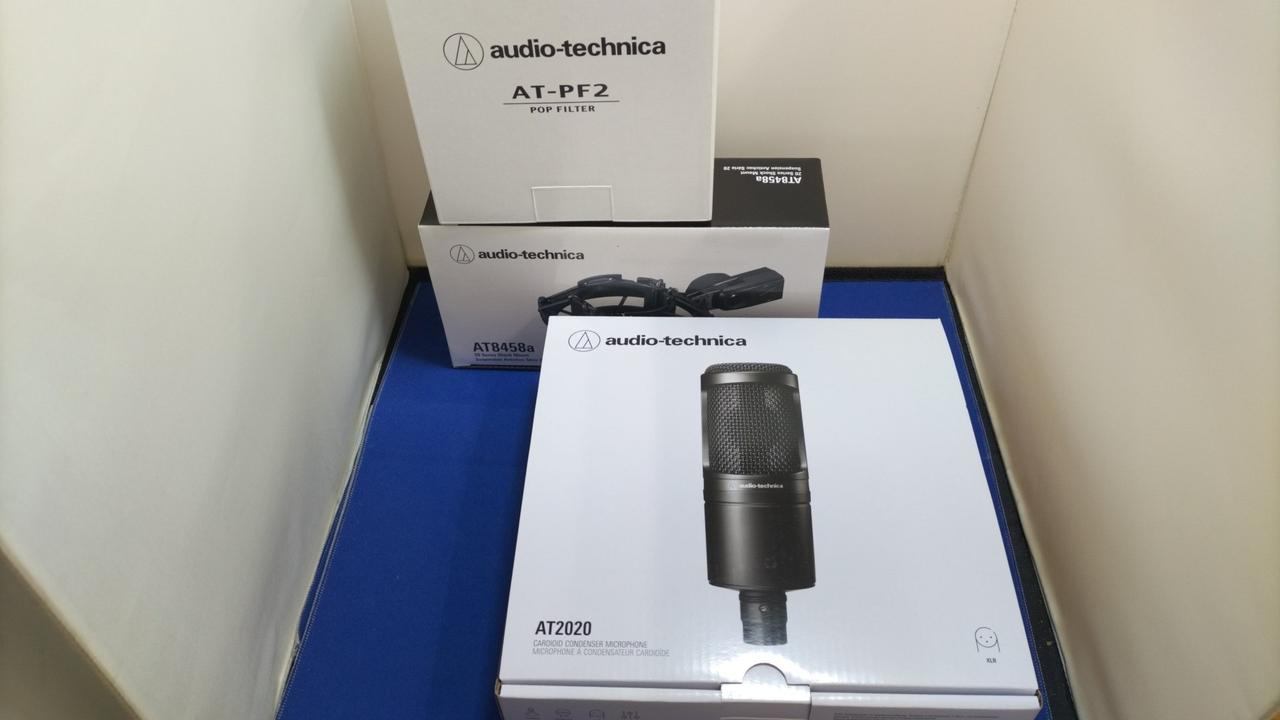 AUDIO-TECHNICA 型番：AT-2020/AT-PF2/AT8458A コンデンサーマイクセット