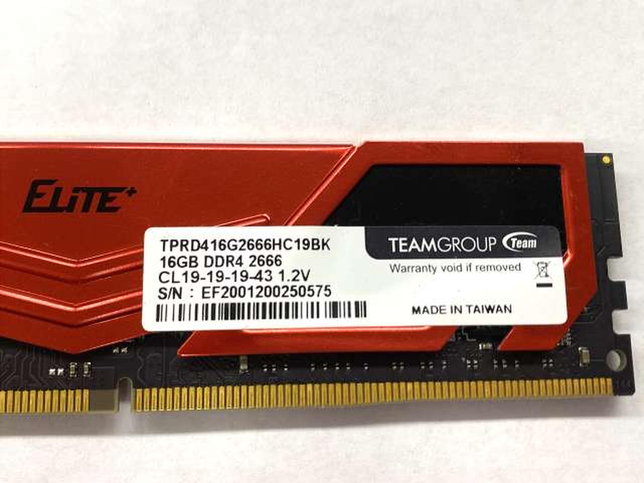 TEAMGROUP DDR4 8GB×2　2666MHz　動作確認済み TEAMGROUP ELITE DDR4 デスクトップ用メモリ 8GB×2枚 レッド（中古