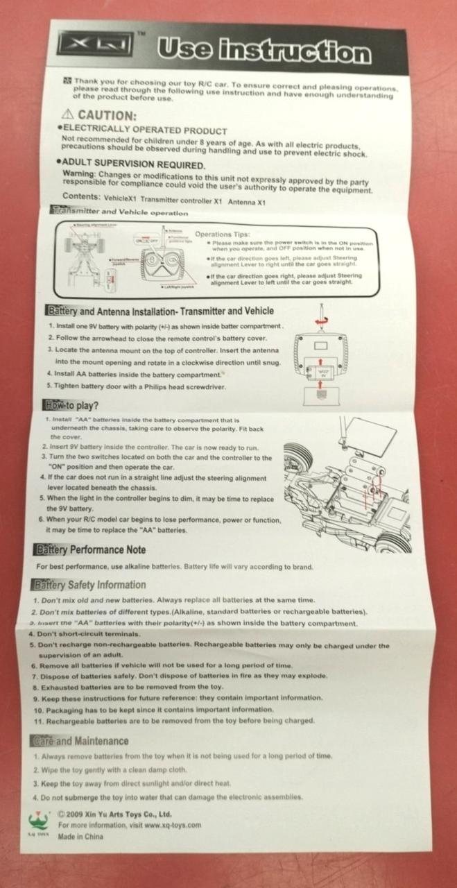 取扱説明書。英語と中国語での記載。