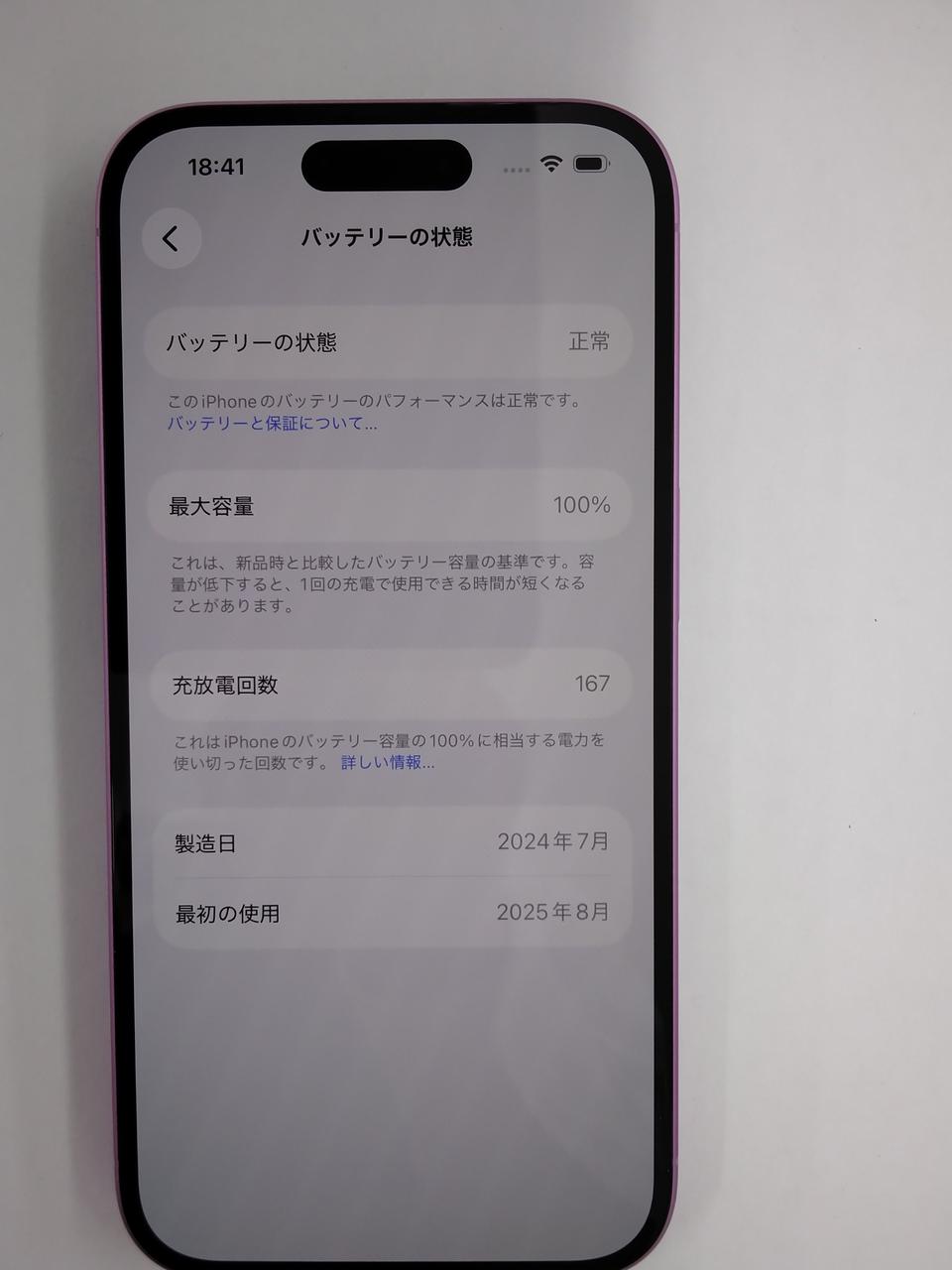 充放電回数167回
バッテリー正常