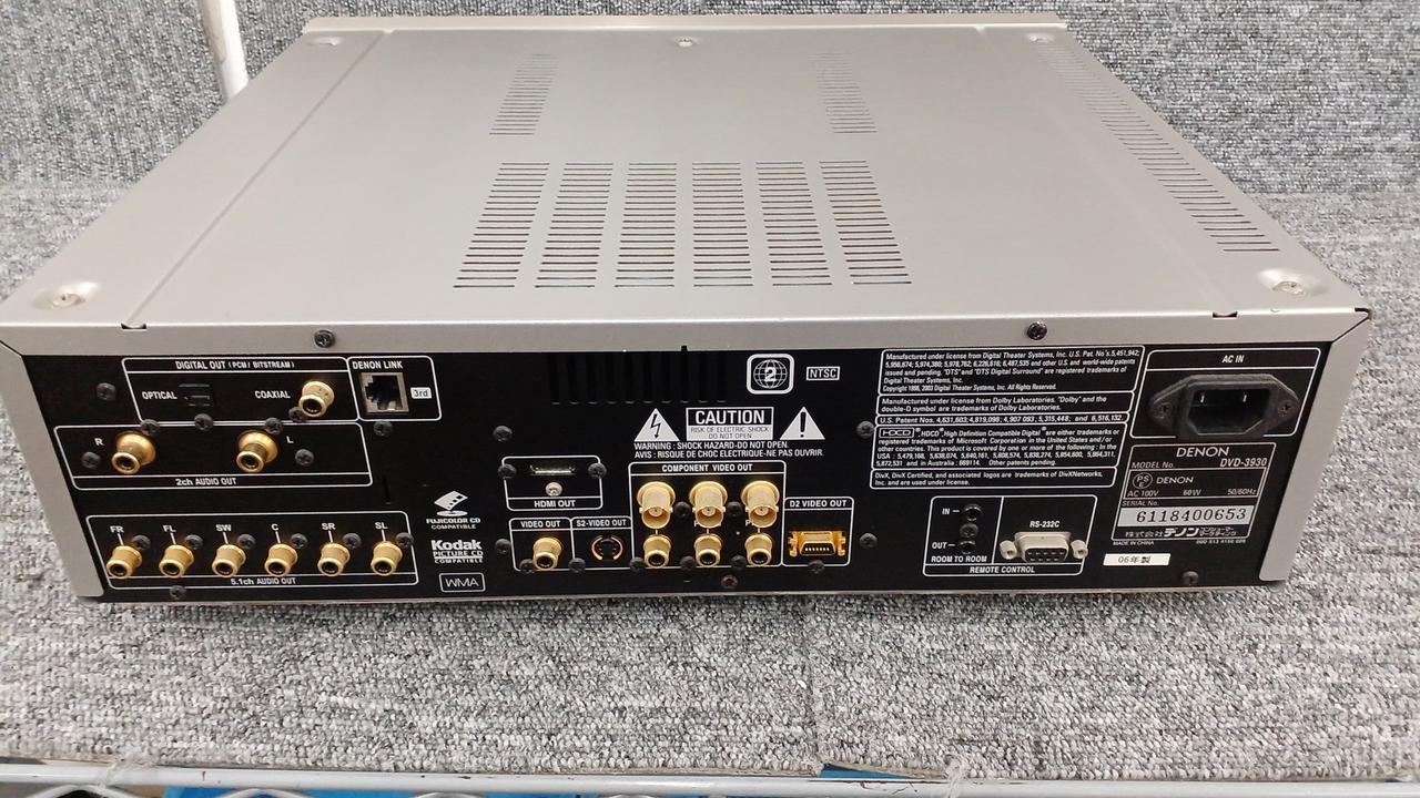 DENON DVD-3930 デノン 動作品 リモコン付 ユニバーサルプレーヤー ハードオフさん的にはジャンクのDENON DVD-3930を確保。実は