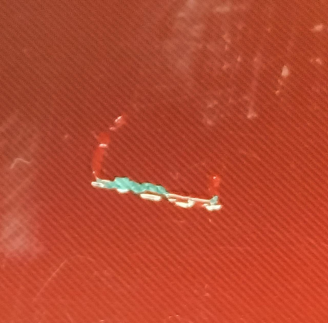 ひっかき傷を直した跡あります。