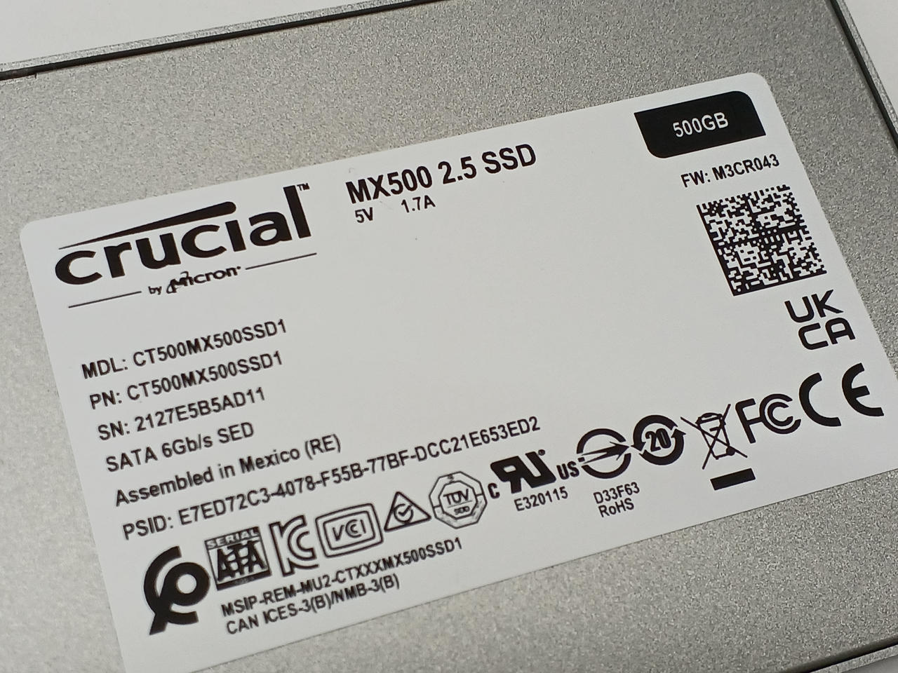 起動1回 0時間 Crucial SSD 500GB 動作確認品 CRUCIAL|SSD 500GB|【ハードオフ公式通販】オフモール|2014260000025441