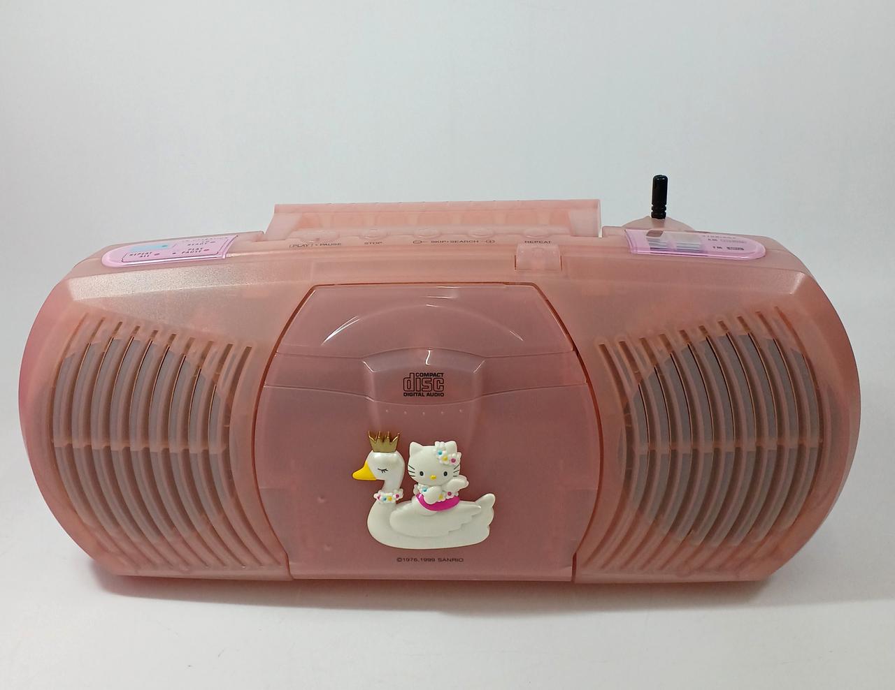 【激レア】ハローキティ　25周年記念　ステレオ　CP／CD プレーヤー　ラジオ 希少】ハローキティ CDコンポ ラジオ カセット CDプレーヤー