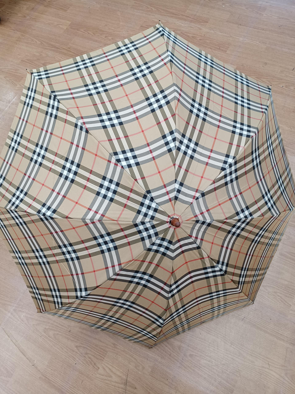 BURBERRY 折り畳みジャンプ傘　美品 BURBERRY 訳あり商品 バーバリー 日本製 裏地ノバチェック 婦人