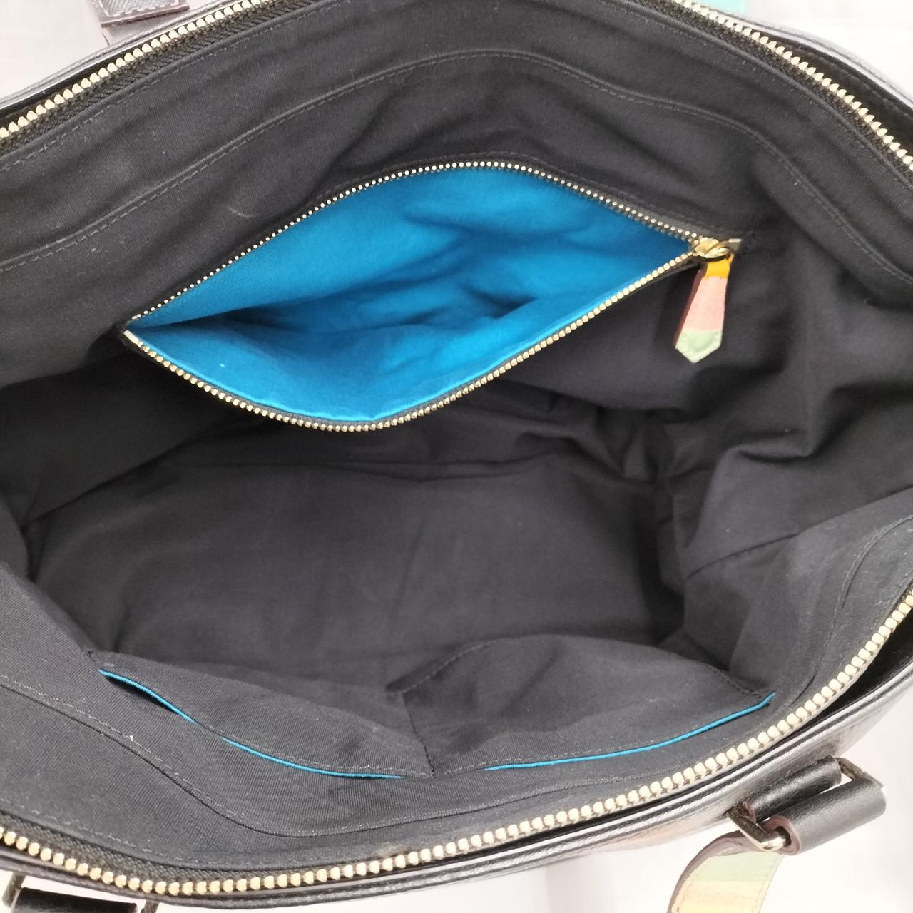 ファスナーポケット裏地がブルーカラーです