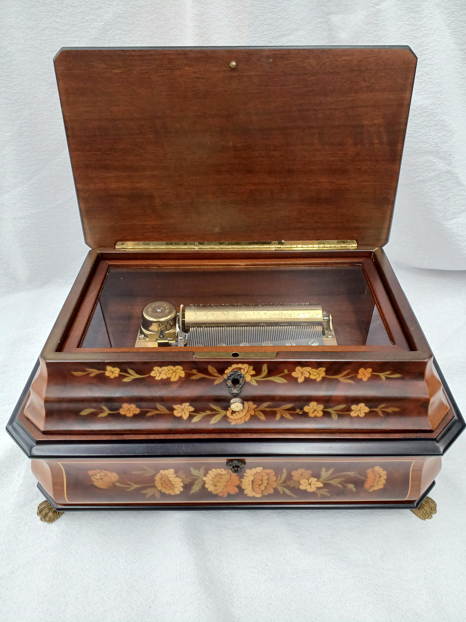 70's ヴィンテージ REUGE 大理石 葉巻入れ オルゴール レトロ ヴィンテージ REUGE リュージュ からくりオルゴール 葉巻